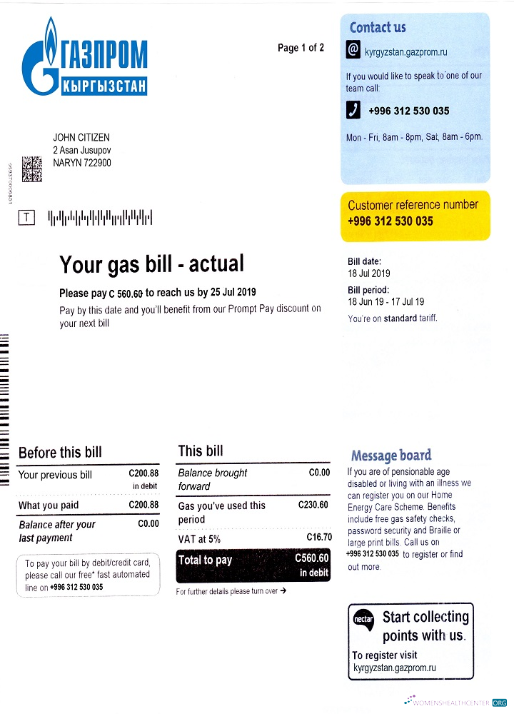 download Kyrgyzstan gas utility bill template fully, editable in PSD format photoshop template